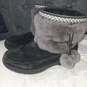 UGG Brie Winter Bootie Waterproof Black Suede Shearling Insulated Women's 10